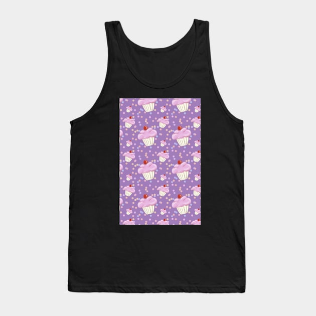 Purple Cupcake pattern Tank Top by InspiraImage